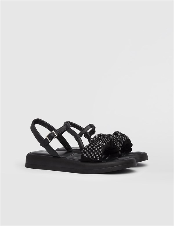 Haral Black Leather Women's Sandal