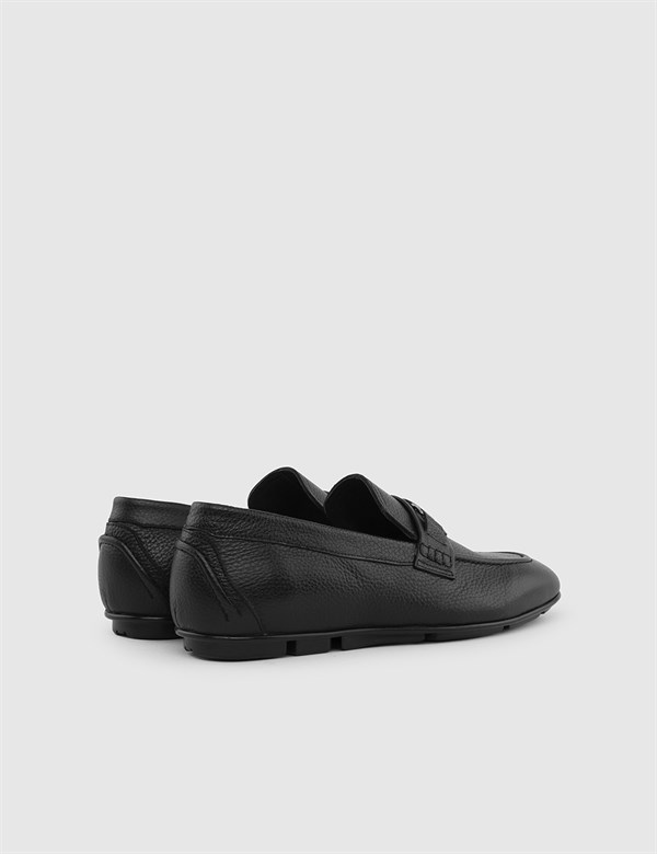 Hasselt Black Floater Leather Men's Moccasin