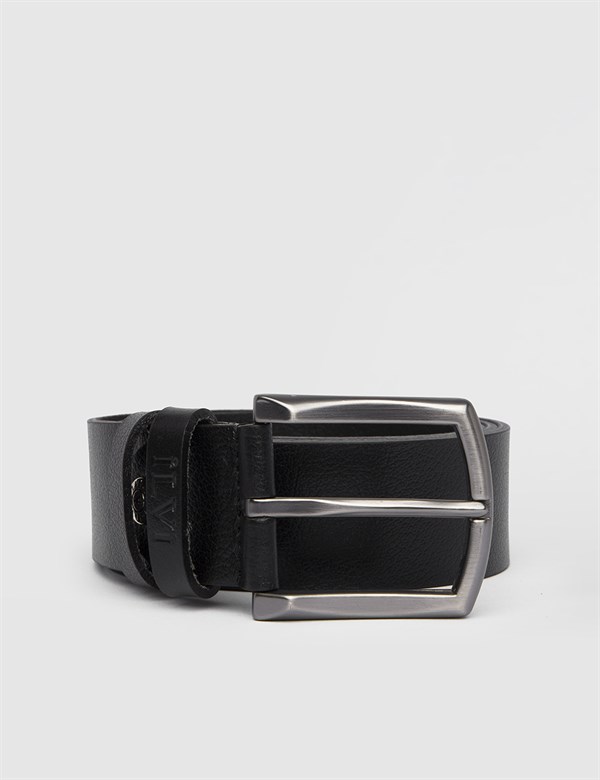Hauk Black Leather Men's Belt