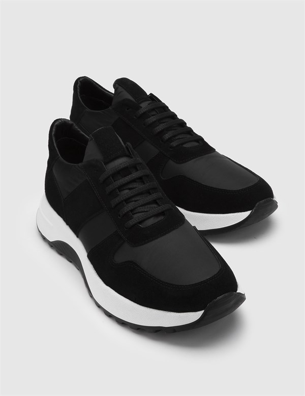 Havard Black Suede Leather-Fabric Men's Sneaker