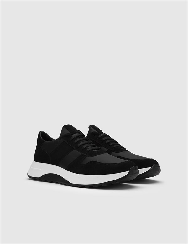 Havard Black Suede Leather-Fabric Men's Sneaker