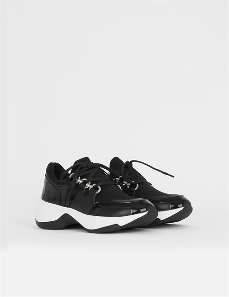 Hema Black Leather - Black Patent Leather Women's Sneaker