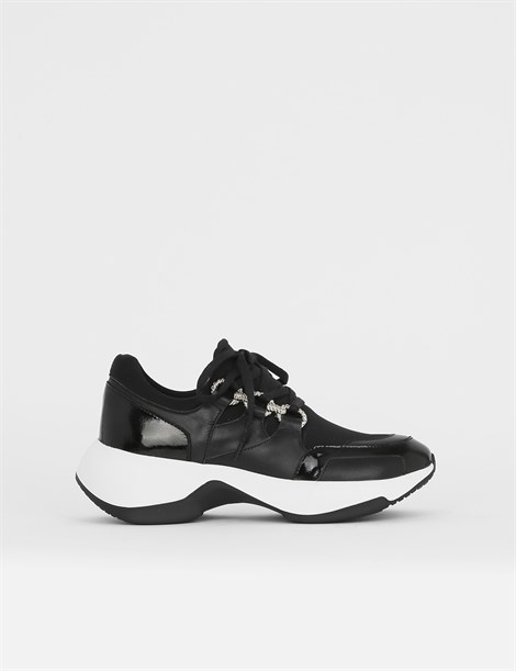 Hema Black Leather - Black Patent Leather Women's Sneaker