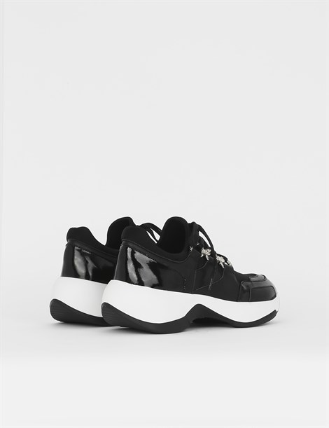 Hema Black Leather - Black Patent Leather Women's Sneaker