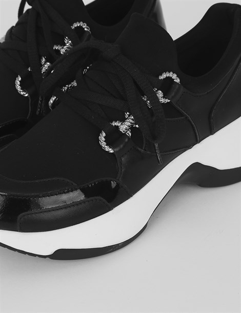 Hema Black Leather - Black Patent Leather Women's Sneaker