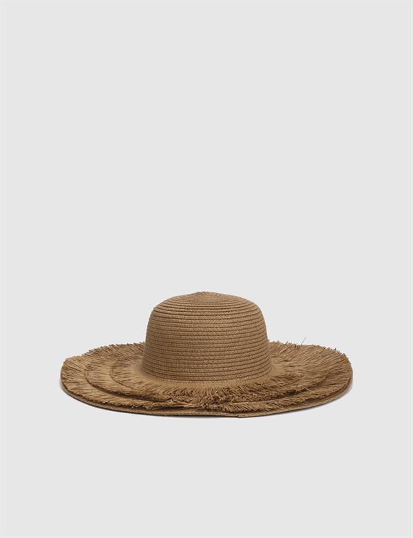 Hidone Beige Women's Straw Beach Hat