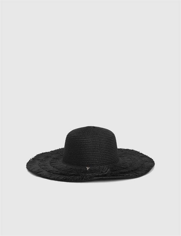Hidone Black Women's Straw Beach Hat