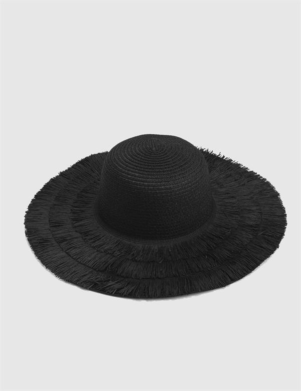 Hidone Black Women's Straw Beach Hat