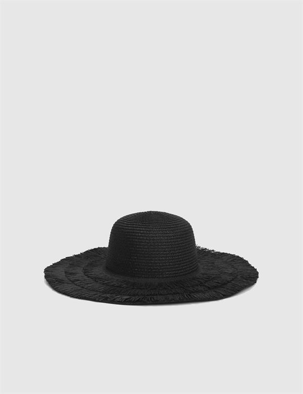Hidone Black Women's Straw Beach Hat