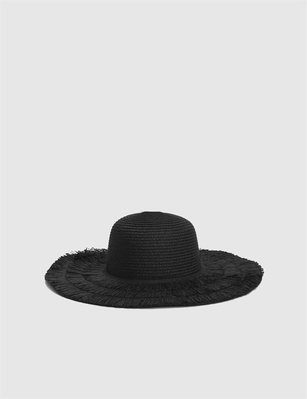 Hidone Black Women's Straw Beach Hat