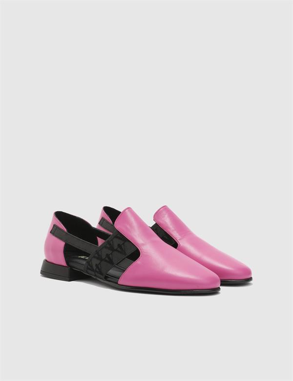 Hina Hakiki Deri Kadın Pembe Loafer Ayakkabı