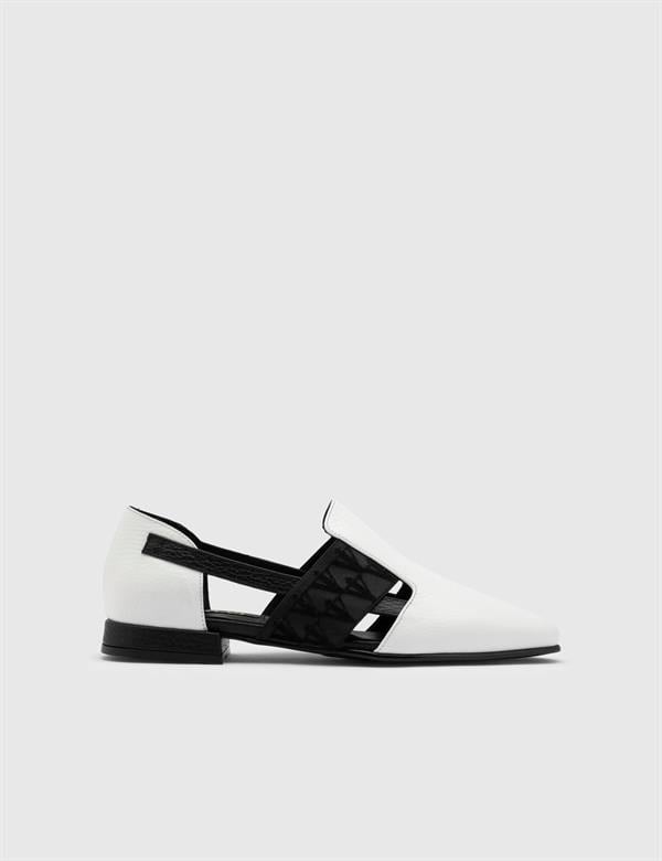 Hina White Floater Leather Women's Loafer