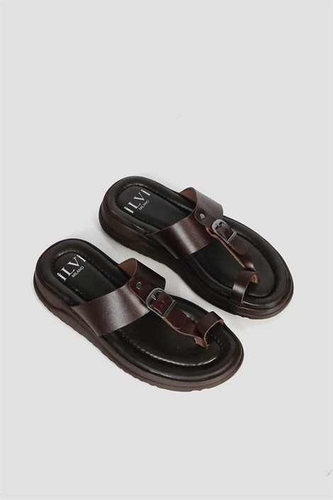 Iker Men's Slipper Brown Leather