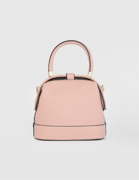 İlyasa Powder Pink Women's Handbag with Snake Print