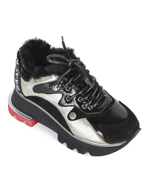 İsabel Women's Sneaker Black Leather - Golden