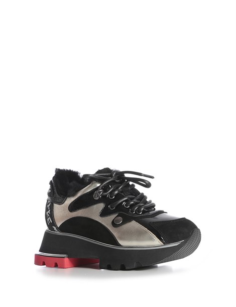 İsabel Women's Sneaker Black Leather - Golden