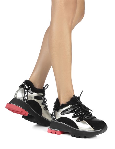 İsabel Women's Sneaker Black Leather - Golden