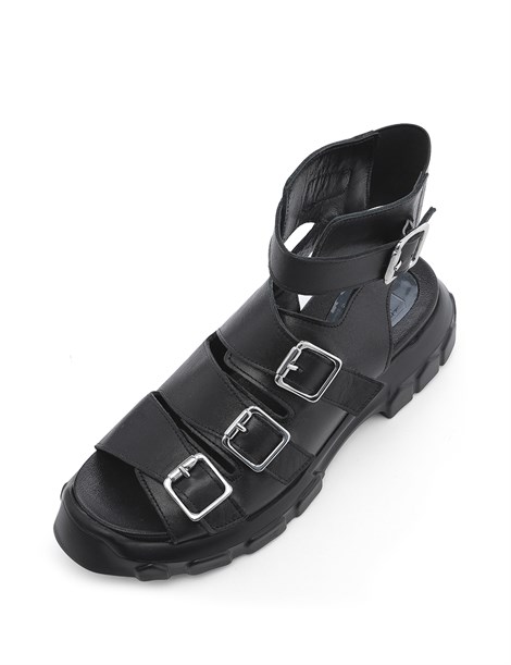 İxya Women's Sandal Black Leather