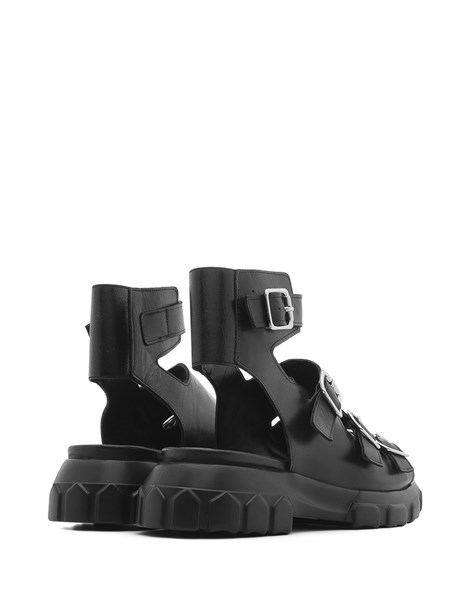 İxya Women's Sandal Black Leather