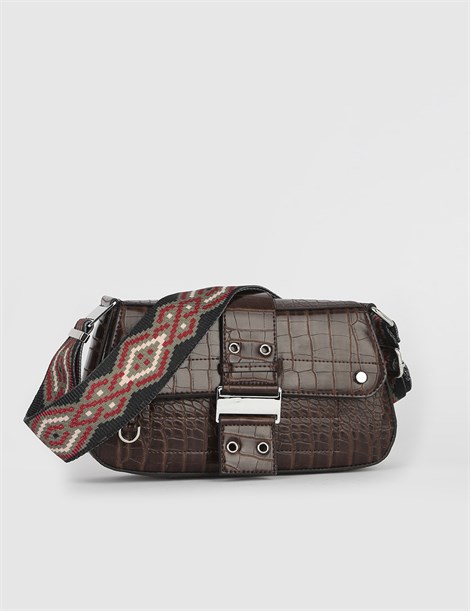 Janet Brown Crocodile Women's Shoulder Bag