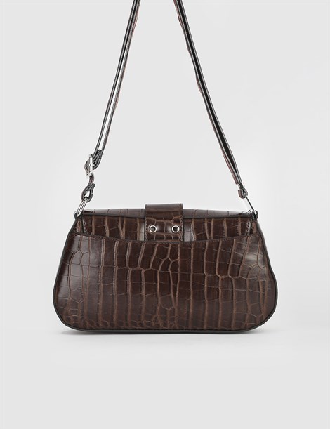 Janet Brown Crocodile Women's Shoulder Bag