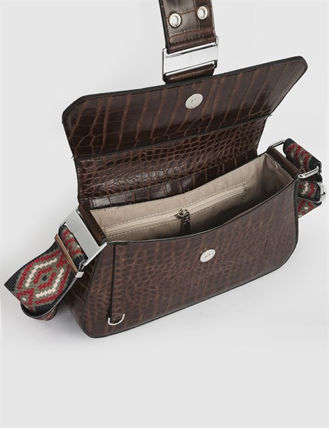 Janet Brown Crocodile Women's Shoulder Bag