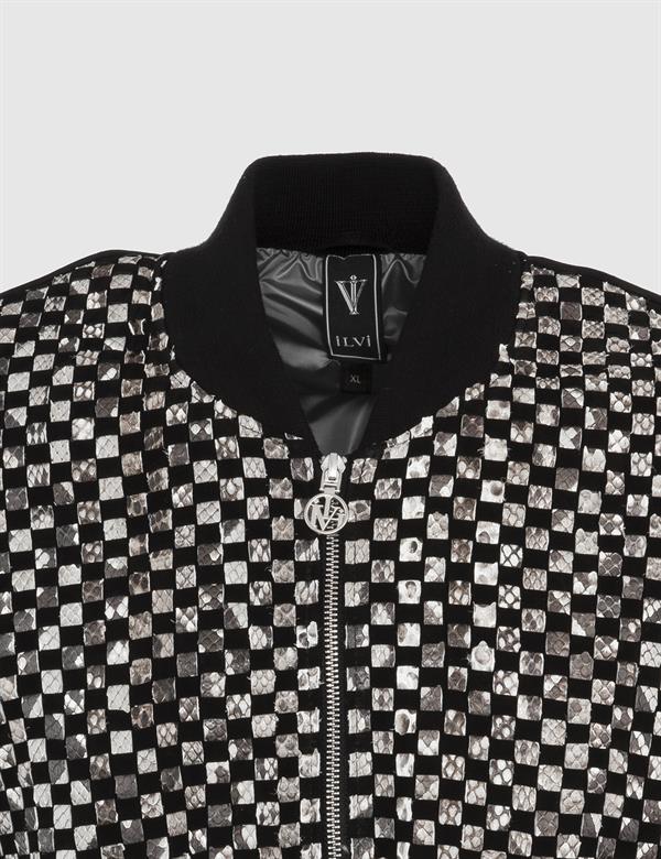 Jaxon Black Suede-Grey Snake Men's Leather Jacket