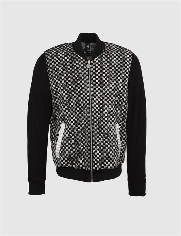 Jaxon Black Suede-Grey Snake Men's Leather Jacket