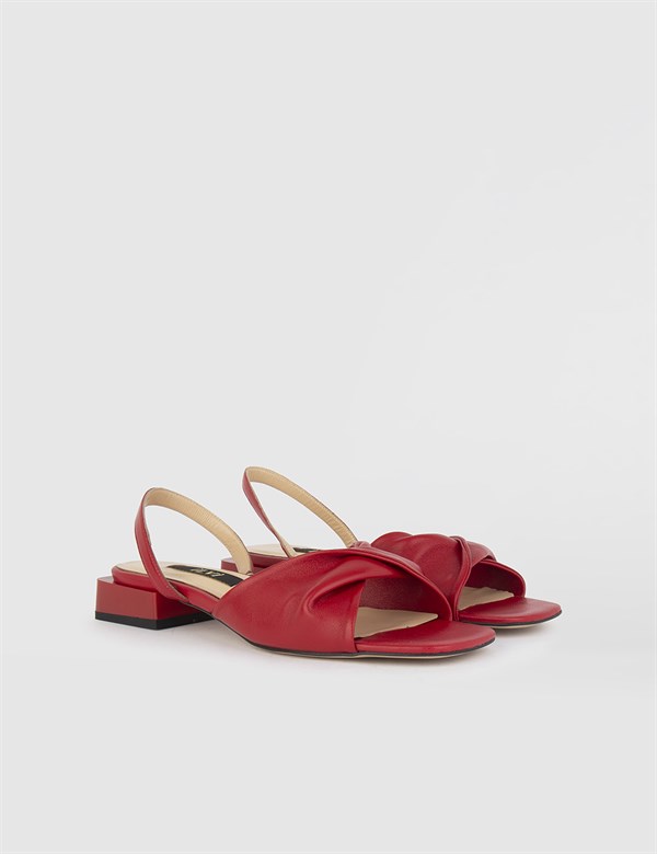 Jeff Red Leather Women's Sandal