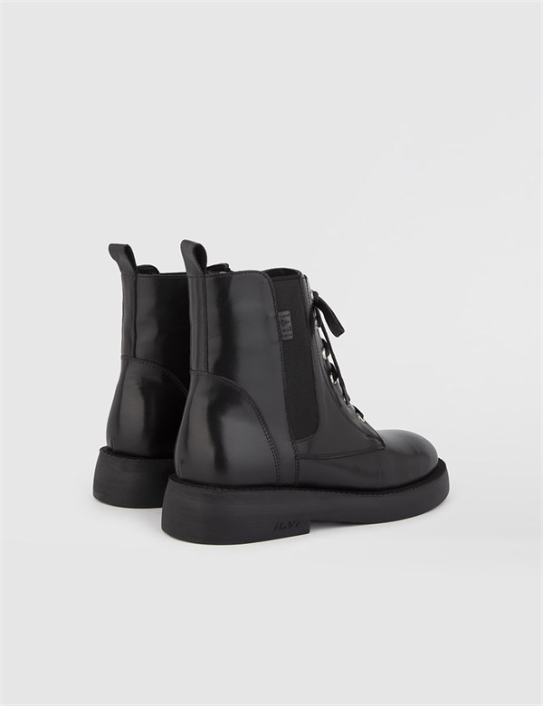 Jena Black Leather Women's Boot