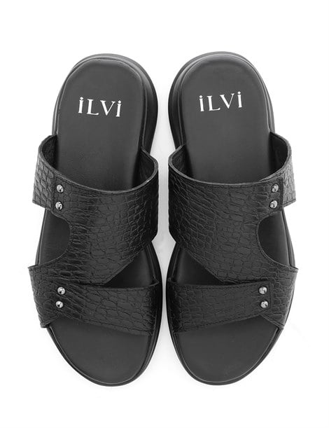 Jessica Men's Slipper Black Printed Leather