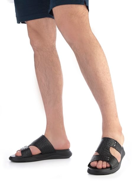 Jessica Men's Slipper Black Printed Leather