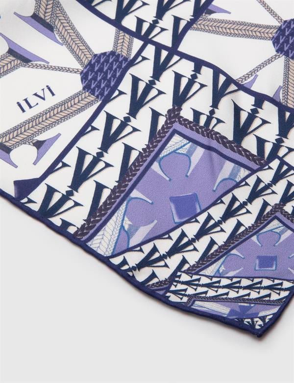 Joensuu Kadın Bandana Beyaz Mor İpek Twill
