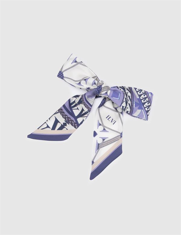 Joensuu White-Purple Silk Twill Women's Bandana