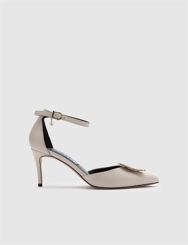 Josue Cream Leather Women's Heeled Sandal