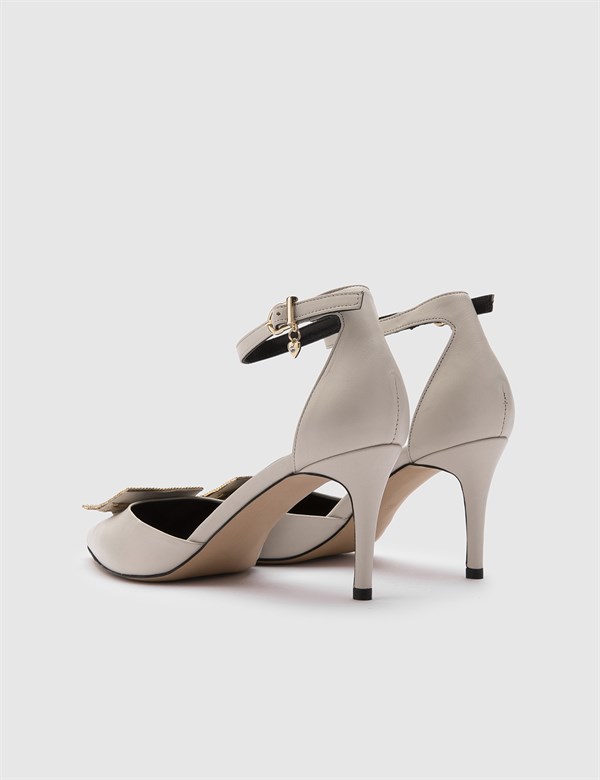 Josue Cream Leather Women's Heeled Sandal