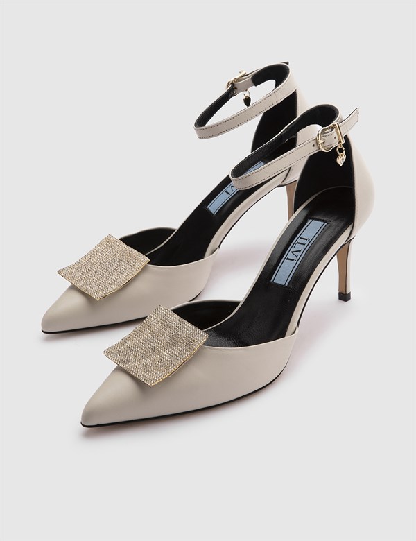 Josue Cream Leather Women's Heeled Sandal