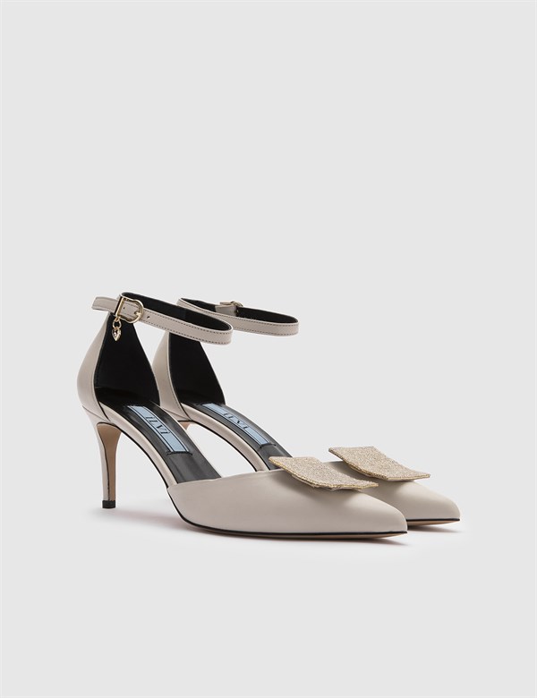 Josue Cream Leather Women's Heeled Sandal