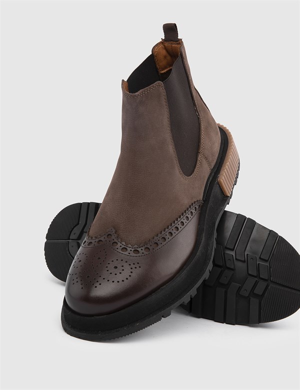 Justus Brown Nubuck Leather Men's Boot