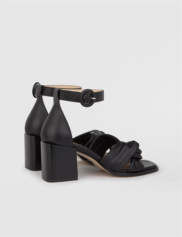 Kalle Black Leather Women's Heeled Sandal