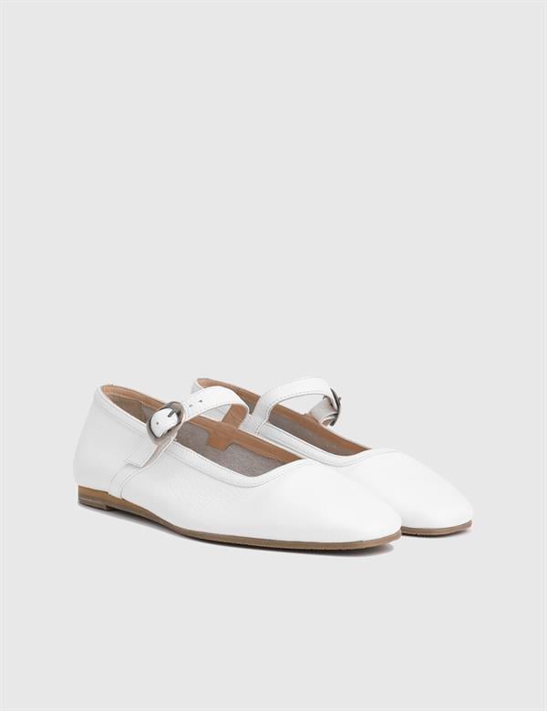 Kaori Floter Deri Beyaz Kadın Loafer Ayakkabı