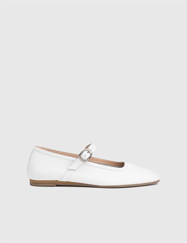 Kaori Floter Deri Beyaz Kadın Loafer Ayakkabı