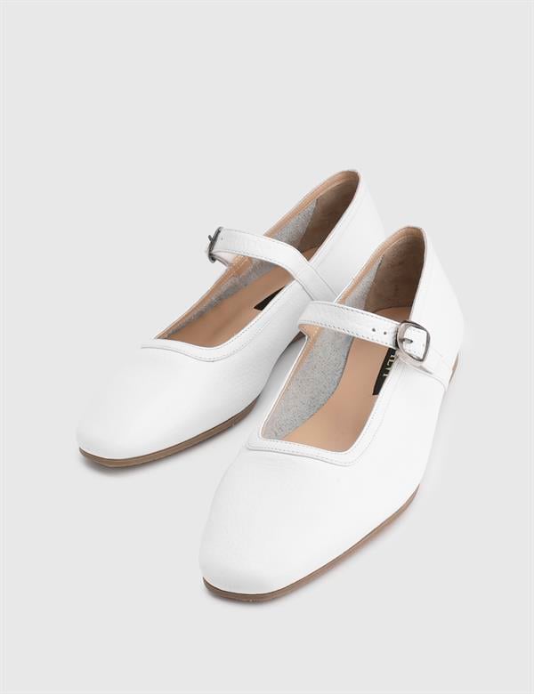 Kaori Floter Deri Beyaz Kadın Loafer Ayakkabı