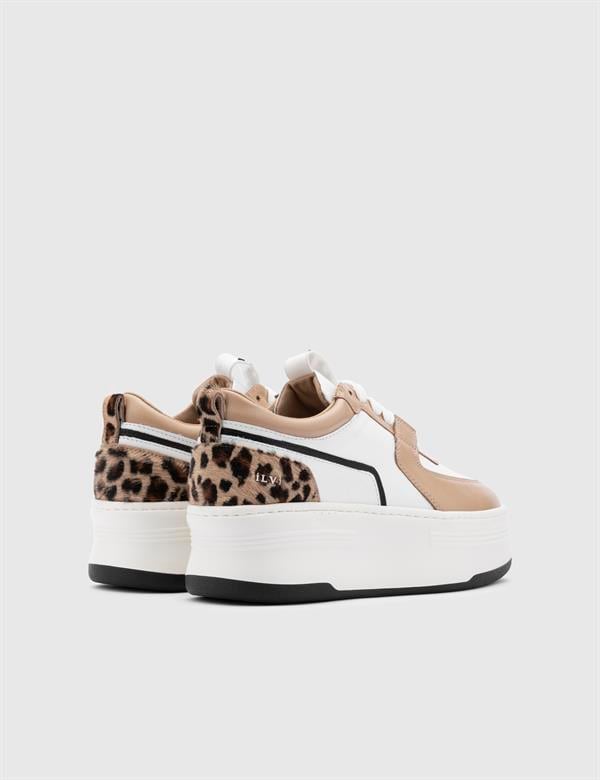 Kato Beige Leather Women's Sneaker with Foal Fur