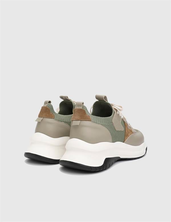 Kenway Olive Green Suede Leather Tricot Women's Sneaker