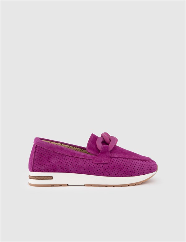 Kepong Fuchsia Suede Leather Women's Loafer