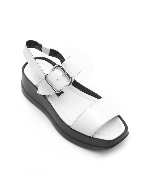 Kiko Women's Sandal White Leather-Black Lining