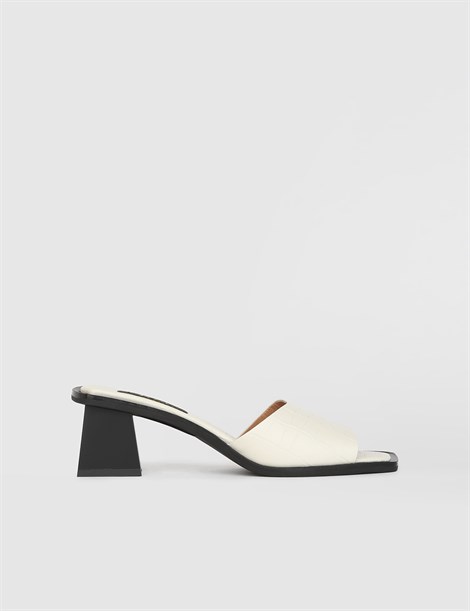 Killah Beige Leather Crocodile Women's Heeled Slide