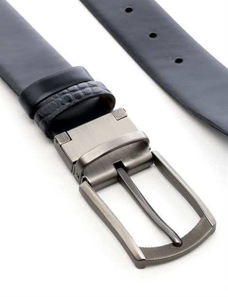 Kimberly Men's Belt Navy Blue Crocodile