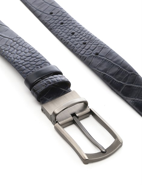 Kimberly Men's Belt Navy Blue Crocodile
